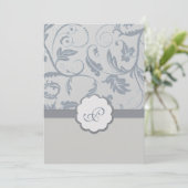 Floral Monogram Weddenschap Kaart (Staand voorkant)