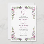 Floral Monogram Wedding Kaart (Voorkant)