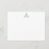 Floral Monogram with Green Gingham Note Card Notitiekaartje (Voorkant / Achterkant)
