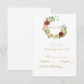 Floral Monogram Wreath RSVP Kaartje (Voorkant / Achterkant)