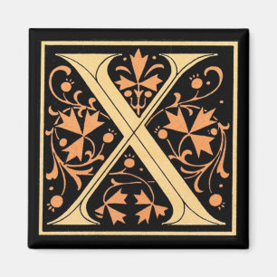  Floral Monogram "X" - Magnet