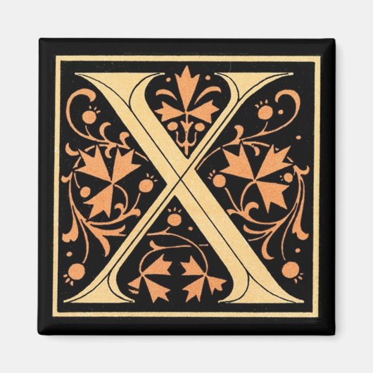  Floral Monogram "X" - Magnet (Voorkant)