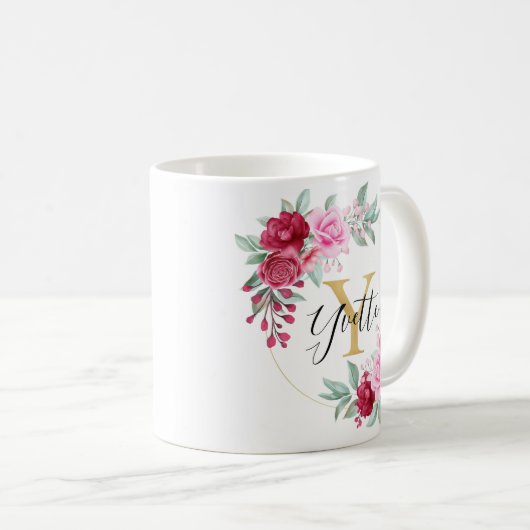 Floral Monogram Y Koffiemok (Voorkant rechts)
