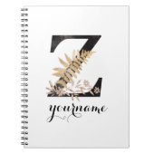 Floral Monogram Z Black Gold Flora Notitieboek (Voorkant)
