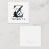 Floral Monogram Z Dark Herb Foliage Vierkante Visitekaartje (Voorkant / Achterkant)