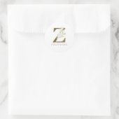 Floral Monogram Z Elegant Gold Foliage Ronde Sticker (Tas)
