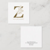 Floral Monogram Z Elegant Gold Foliage Vierkante Visitekaartje (Voorkant / Achterkant)