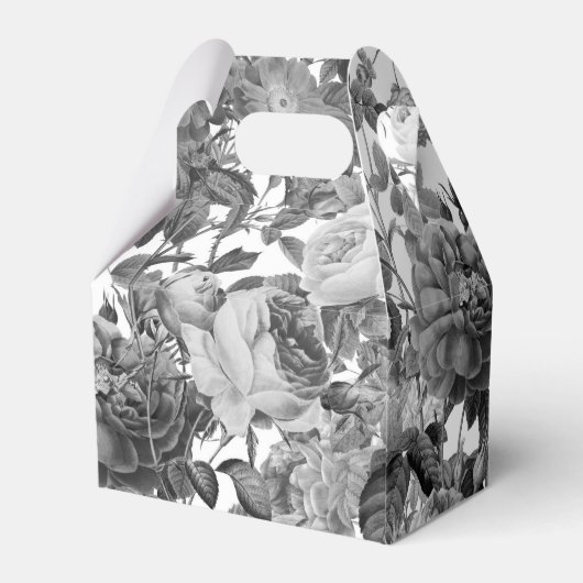 Floral monogram zwart, wit en  goud bedankdoosjes (Achterkant)