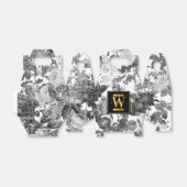 Floral monogram zwart, wit en goud bedankdoosjes (Uitgevouwen)