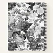 Floral monogram zwart, wit en  goud notitieboek (Achterkant)