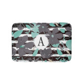 Floral Monogramed Grey Mint Stripe Pattern Badmat (Voorkant)