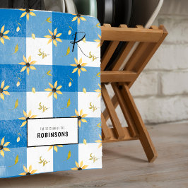 Floral monogrammatica naam op maat theedoek