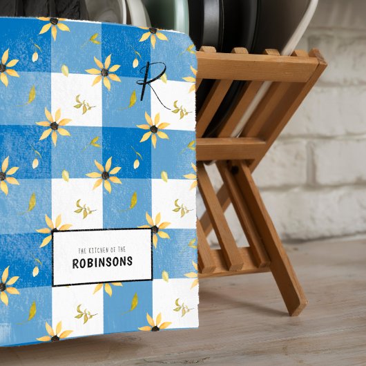 Floral monogrammatica naam op maat theedoek