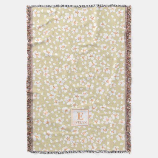 Floral Monogrammed Blanket Custom name Deken (Voorkant Verticaal)
