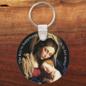 Floral Monogrammed Gezegende Moeder Sleutelhanger (Voorkant)