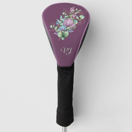 Floral Monogrammed Golfheadcover (Voorkant)