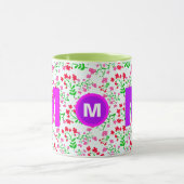 Floral Monogrammed Initiaal Coffee Mok voor meisje (Midden)