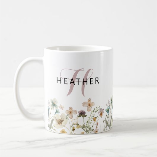 Floral Monogrammed Koffiemok (Links)