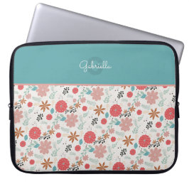 Floral monogrammed laptop sleeve