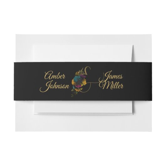 Floral Moody Wedding Invitation Suite Band Uitnodigingen Wikkel (Voorkant Voorbeeld)