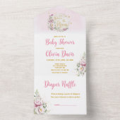 Floral Moon Baby shower All In One Uitnodiging (Binnen)