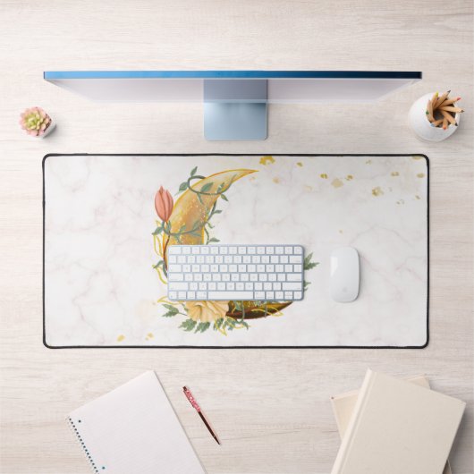 Floral Moon, Beige and Yellow Nature Design Bureaumat (Kantoor 1)