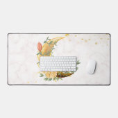 Floral Moon, Beige and Yellow Nature Design Bureaumat (Keyboard & Muis)
