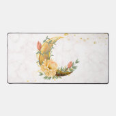 Floral Moon, Beige and Yellow Nature Design Bureaumat (Voorkant)