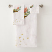 Floral Moon, Beige en Geel Graphic Bad Handdoek (Insitu)