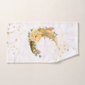 Floral Moon, Beige en Geel Graphic Bad Handdoek (Handdoek)