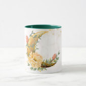 Floral Moon, Beige en Geel Graphic Mok (Midden)