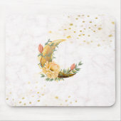 Floral Moon, Beige en Geel Graphic Muismat (Voorkant)