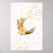 Floral Moon, Beige en Geel Graphic Poster (Voorkant)