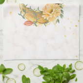 Floral Moon, Beige en Geel Graphic Theedoek (Gevouwen)