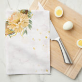 Floral Moon, Beige en Geel Graphic Theedoek (Quarter Fold)