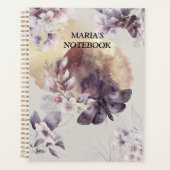 Floral Moon Cat Butterflies waterverf paars Planner (Voorkant)