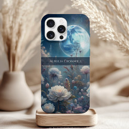 Floral Moon Magic Design met aangepaste naam iPhone 15 Case