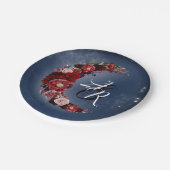 Floral Moon | Marine en Bourgondische bruiloft Papieren Bordje (Gekanteld)