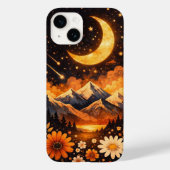 Floral Moon Pattern Phone Case – Cute and Aestheti (Achterkant)