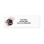 Floral Moon Pentacle met roze bloemen Etiket (Voorkant)