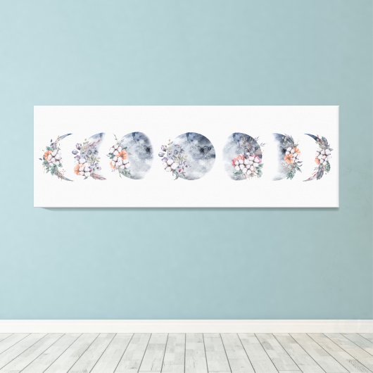 Floral Moon Phase Canvas Afdruk (Insitu (Houten vloer))