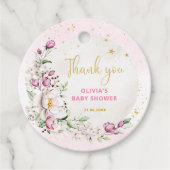 Floral Moon Pink Baby shower Dank u Bedankjes Labels (Voorkant)