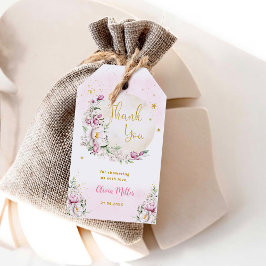 Floral Moon Pink Baby shower dank u Cadeaulabel