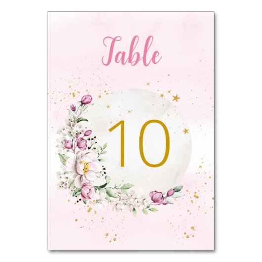 Floral Moon Pink Kaart (Voorkant)