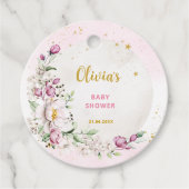 Floral Moon roze Baby shower Bedankjes Labels (Voorkant)