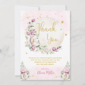 Floral Moon roze Baby shower Bedankkaart (Voorkant)