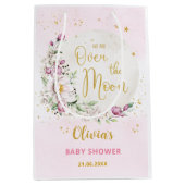 Floral Moon roze Baby shower Medium Cadeauzakje (Voorkant)