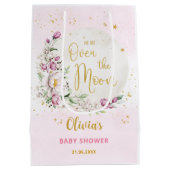 Floral Moon roze Baby shower Medium Cadeauzakje (Achterkant)