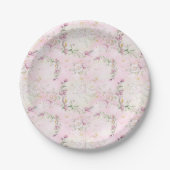 Floral Moon roze Baby shower Papieren Bordje (Voorkant)