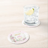 Floral Moon roze Baby shower Ronde Kartonnen Onderzetter (Insitu)